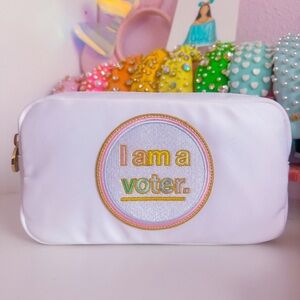 ❌ SOLD ❌ Stoney Clover Lane Blanc Small Pouch w/ “I Am A Voter” sewn (2020)